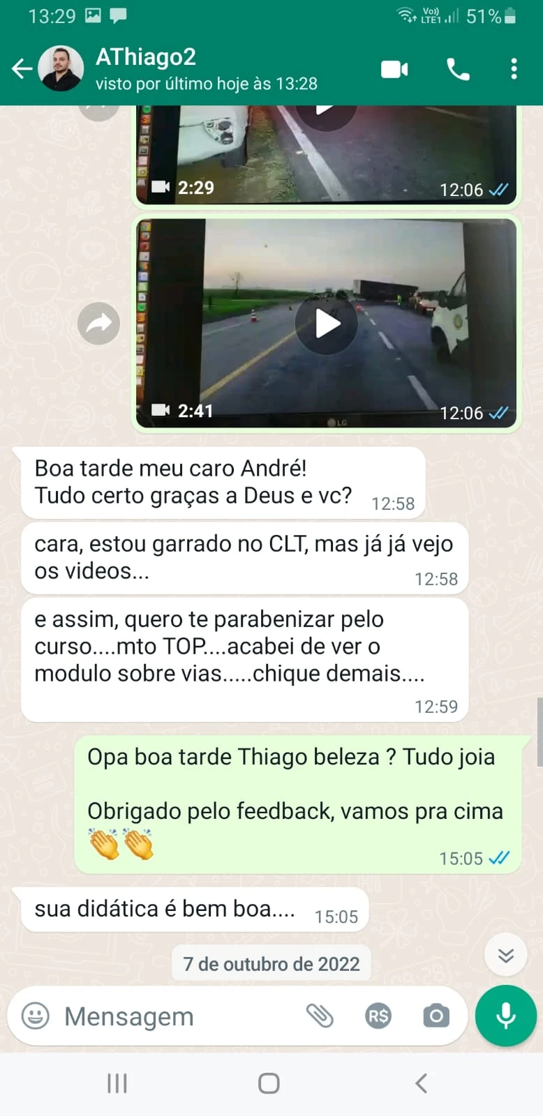 Depoimento do aluno Tiago